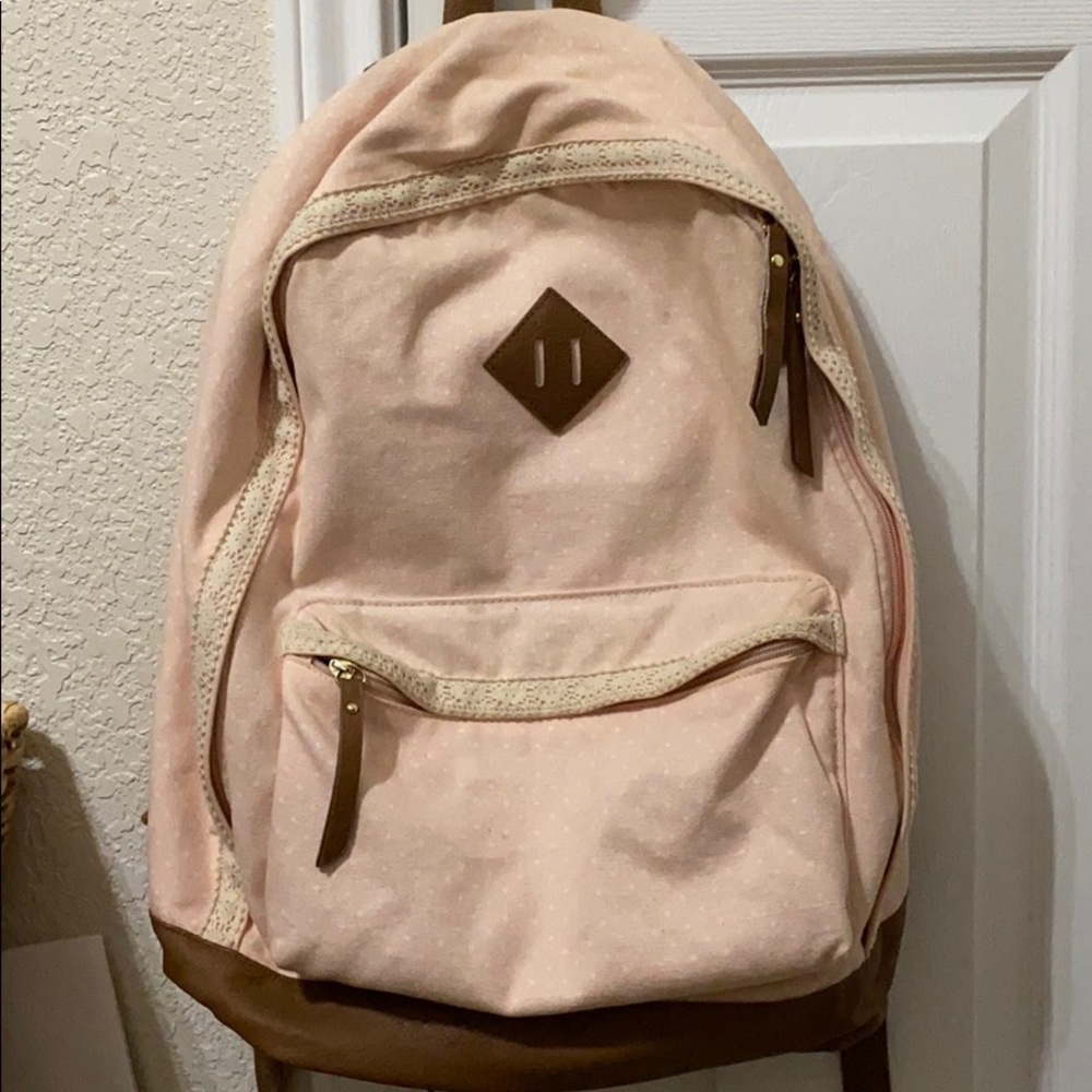 Lace Baby pink polka dot backpack